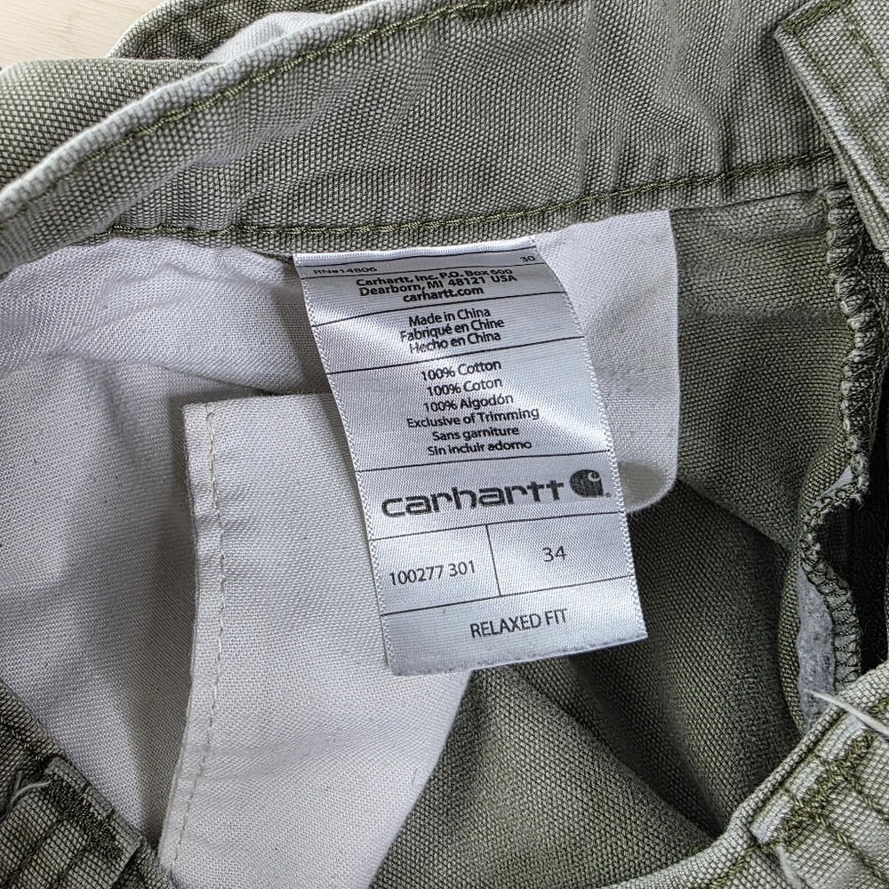 Carhartt Green Olive Cargo Shorts Relaxed 10” Inseam 100277 301 Distressed - Picture 8 of 8